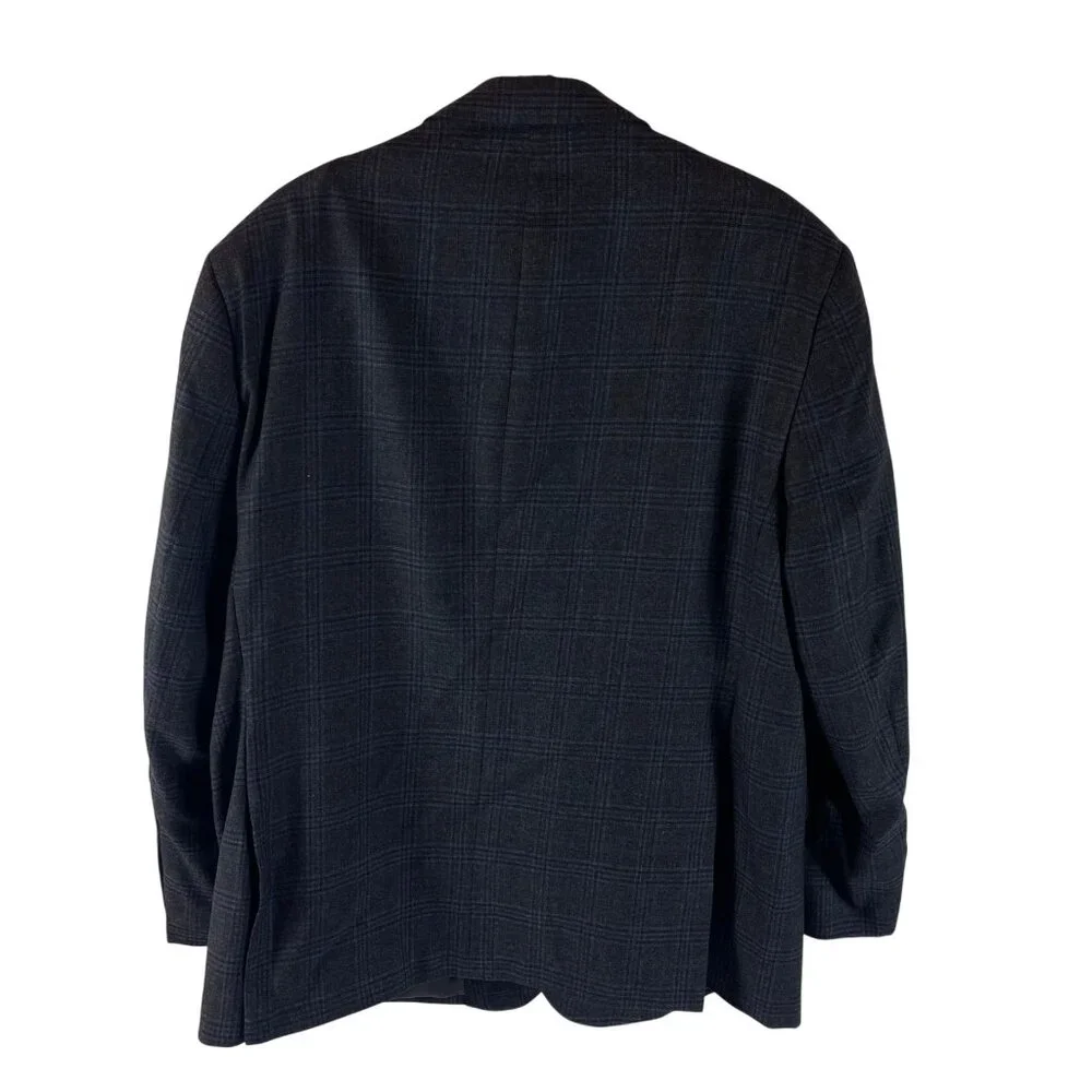 Jos A Bank Traveler Wool Blazer Jacket Mens 48 R Gray Checks Sport Coat Tailored
